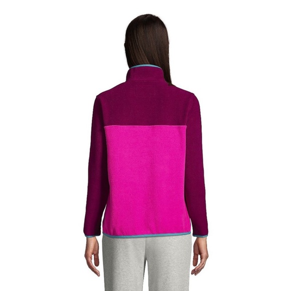 NWT Lands End Color Block Heritage Fleece Snap Neck Pullover - Picture 3 of 11